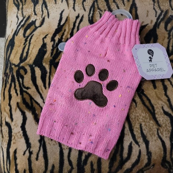 Pet Sweater Dog or Cat Pink w/ Paw Print  SM EA. New w/ Tag! - Picture 4 of 5